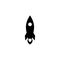 Rocket or shuttle black isolated vector icon.