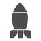 Rocket solid icon. Bomb missile weapon or spaceship symbol, glyph style pictogram on white background. Military or