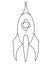 The rocket stands vertically - vector linear picture for coloring. Spaceship - stylization for children`s coloring book. Outline.