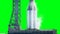 Rocket before the start animation. Space launch system. Realistic 4k animation. Green screen isolate.