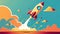 Rocket start up - The cartoon-style rocketship is playful and fun, capturing the excitement and energy - ai generated.