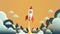 Rocket start up - The cartoon-style rocketship is playful and fun, capturing the excitement and energy - ai generated.