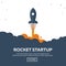 Rocket startup. Business. Rocket ship in a flat style.Vector illustration. Space travel to the moon.Space rocket launch. Project
