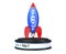 Rocket with Startup Sign over Browser Address Bar as Round Platform Pedestal. 3d Rendering