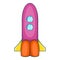 Rocket with two portholes icon, cartoon style
