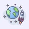 Rockets around the earth Vector Ilustration Premium