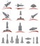 Rockets collection set. Vector