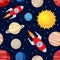 Rockets & Planets Seamless Pattern