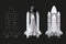 Rockets are realistic. Shuttle spaceships to launch expeditionary rockets exploring the universe, illustration