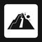 Rockfall in mountains icon, simple style