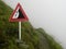 Rockfall sign in the alps