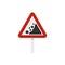 Rockfall traffic sign icon, flat style