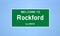 Rockford, Illinois city limit sign. Town sign from the USA.