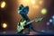 The Rockin\\\' Chameleon: A Funny Photorealistic Cartoon with a Guitar as a Rock Star