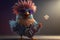 Rockin\\\' Chicken: A Crazy Hen with a Guitar Playing Rockstar on Stage