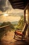 rocking chair on a porch overlooking a peaceful landscape