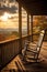 rocking chair on a porch overlooking a peaceful landscape