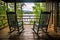 rocking chairs on a lakeside cabins porch