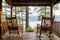 rocking chairs on a lakeside cabins porch