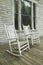 Rocking chairs on porch of southern house in disrepair along Highway 22 in Central Georgia