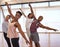 Rocking their recital. a group of young dancers rehearsing together in a studio.