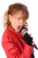 Rocking woman in a red leather jacket