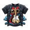 Rocknroll culture logo t shirt with guitars and skulls or goat gesture for punk and heavy metal community. AI Generative