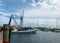 ROCKPORT, TX - 3 FEB 2020: Commercial shrimp boat at dock in marina