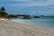 Rocks along white sand beach and ocean in Anguilla, British West Indies, BWI, Caribbean