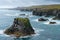 Rocks of Arnarstapi with nesting birds, Iceland, Snaefellsness. Black stone cliffs with many birds nests