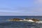 Rocks in the Atlantic ocean, Porto, Portugal. Beautiful coast on a Sunny day