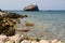Rocks at Baths of Aphrodite beach. Akamas peninsula. Paphos district. Cyprus
