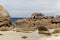 Rocks at the beach Plage du Phare in Brittany, France