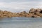 Rocks at the beach Plage du Phare in Brittany, France