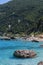 Rocks in the Blue waters of Ionian sea, near Agios Nikitas village