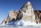 Rocks of Cape Sagan-Khushun or Three brothers, Olkhon island, lake Baikal. Eastern Siberia,