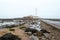 Rocks and Causeway at Saint Mary`s Lighthouse and Island, Northumberland