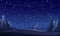 Rocks cliffs landscape. unexplored planets. Starry sky. Night scenery in mountains. Cartoon flat style. Dark twilight