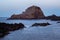 Rocks and cliffs in Porto Moniz on the island of Madeira, Portugal, Ilheu Mole, beautifu sunset