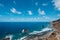 Rocks at coast and ocean horizon at Benijo Beach in Tenerife