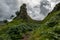 The rocks of Faerie Castle Castle Ewen at the Fairy Glen in Isle of Skye in Scotland