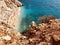 Rocks form a natural wall around KaputaÅŸ Beach in Turkey