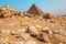 Rocks in the Giza desert in front of the Pyramid, Egypt