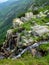 Rocks with green vegetation on Pancavske vodopady in Krkonose