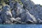 Rocks in the Ionian Sea, near Paleokastritsa beach, Corfu island, Greece