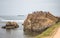 Rocks or large stones in the Indian Ocean near Galle Fort in Sri Lanka