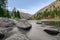 Rocks on the Little Salmon River with mountain view