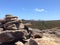 Rocks at lucky bay panorama