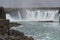 Rocks and Mountain Landscape. Godafoss Waterfall in Iceland.