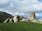 Rocks in mountains with clouds landscape view, nature travelling hiking